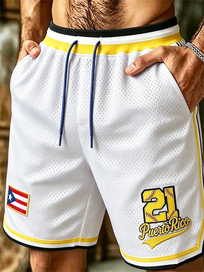 Men's Puerto Rico Baseball Printed Shorts