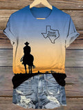 Women's Retro Texas Strong Printed T-Shirt