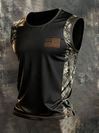 Men's Retro Independence Day Patriot Crew Neck Tank Top