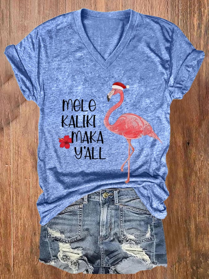 Women's Mele Kalikimaka Y‘all Christmas Printed Short Sleeve T-Shirt
