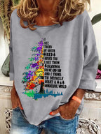 Retro Hippie Christmas I See Trees Of Green, Red Roses Too I See Them Bloom For Me And You And I Think To Myself What A Wonderful World Print Sweatshirt