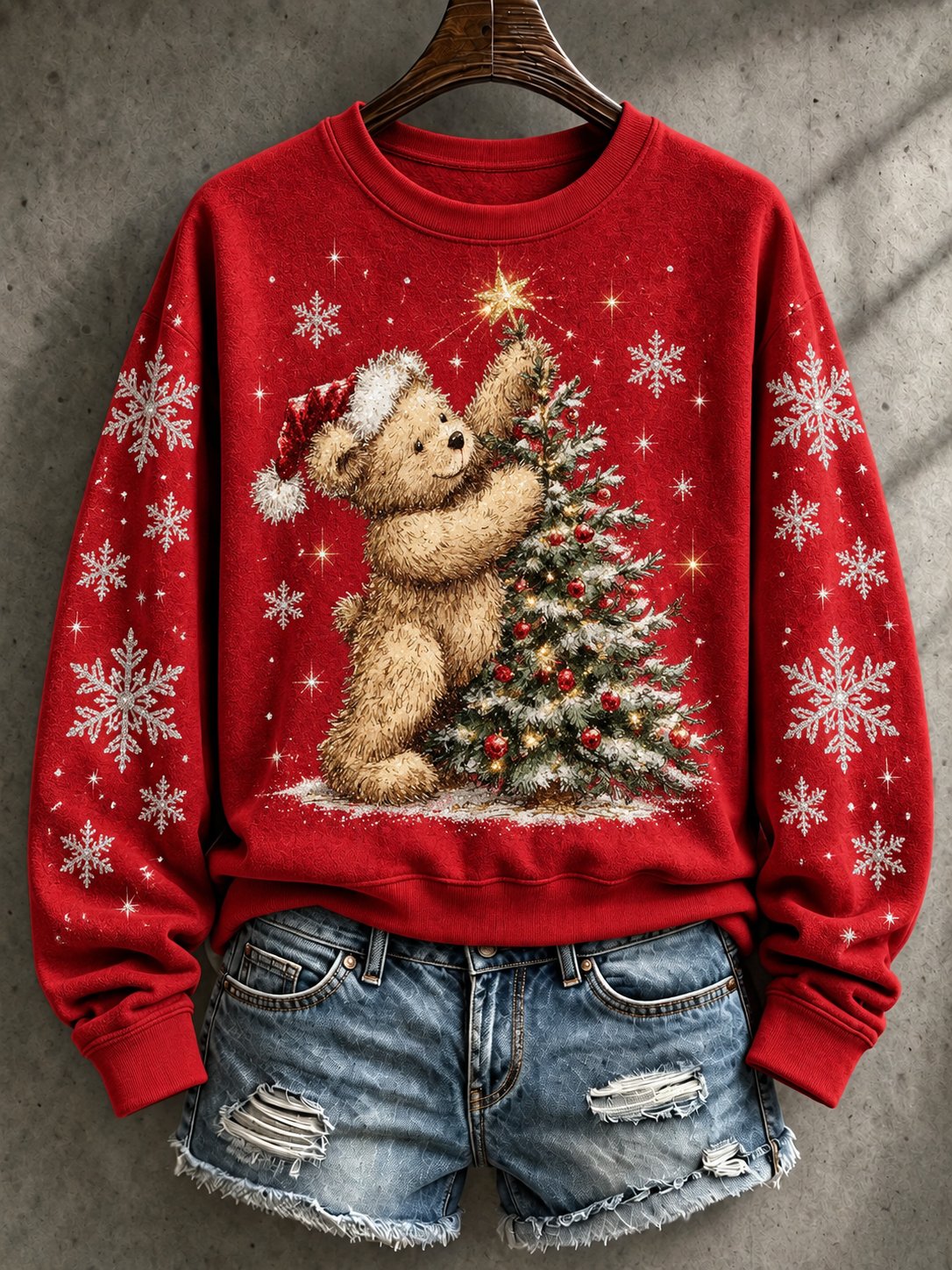 Women's Retro Christmas Print Hoodie