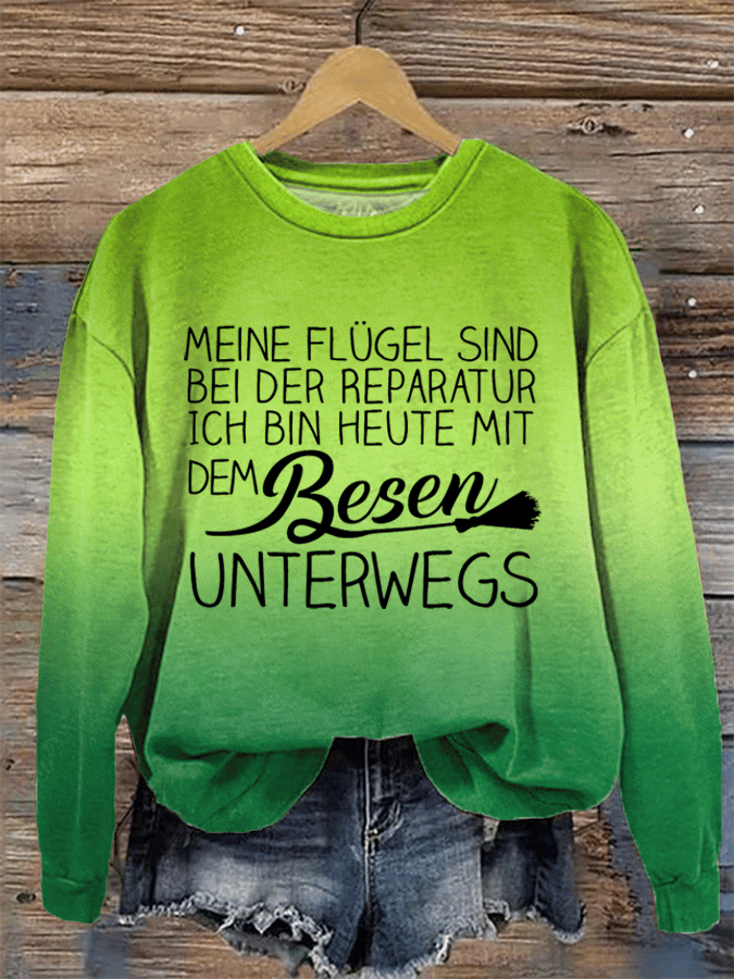 "Meine Flügel sind bei der Reparatur ..." Damen Rundhals-Sweatshirt.
