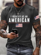 Men's I Identify As An American Printed Round Neck T-Shirt