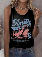 Women's Amity Island 1975 Clear Skies Gentle Surf Warm Water  Printed Vest
