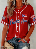 Women's  Baseball  Print Shirt
