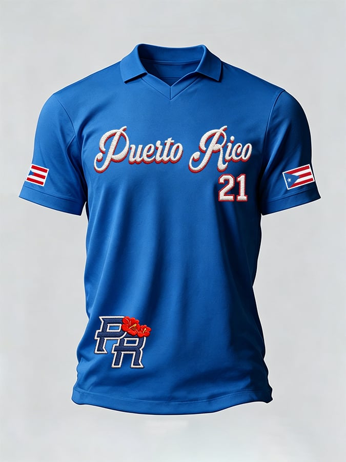 Men's Puerto Rican Baseball Printed Casual T-shirt