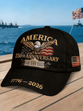 Bald Eagle US Flag America 250th Birthday Print Baseball Cap