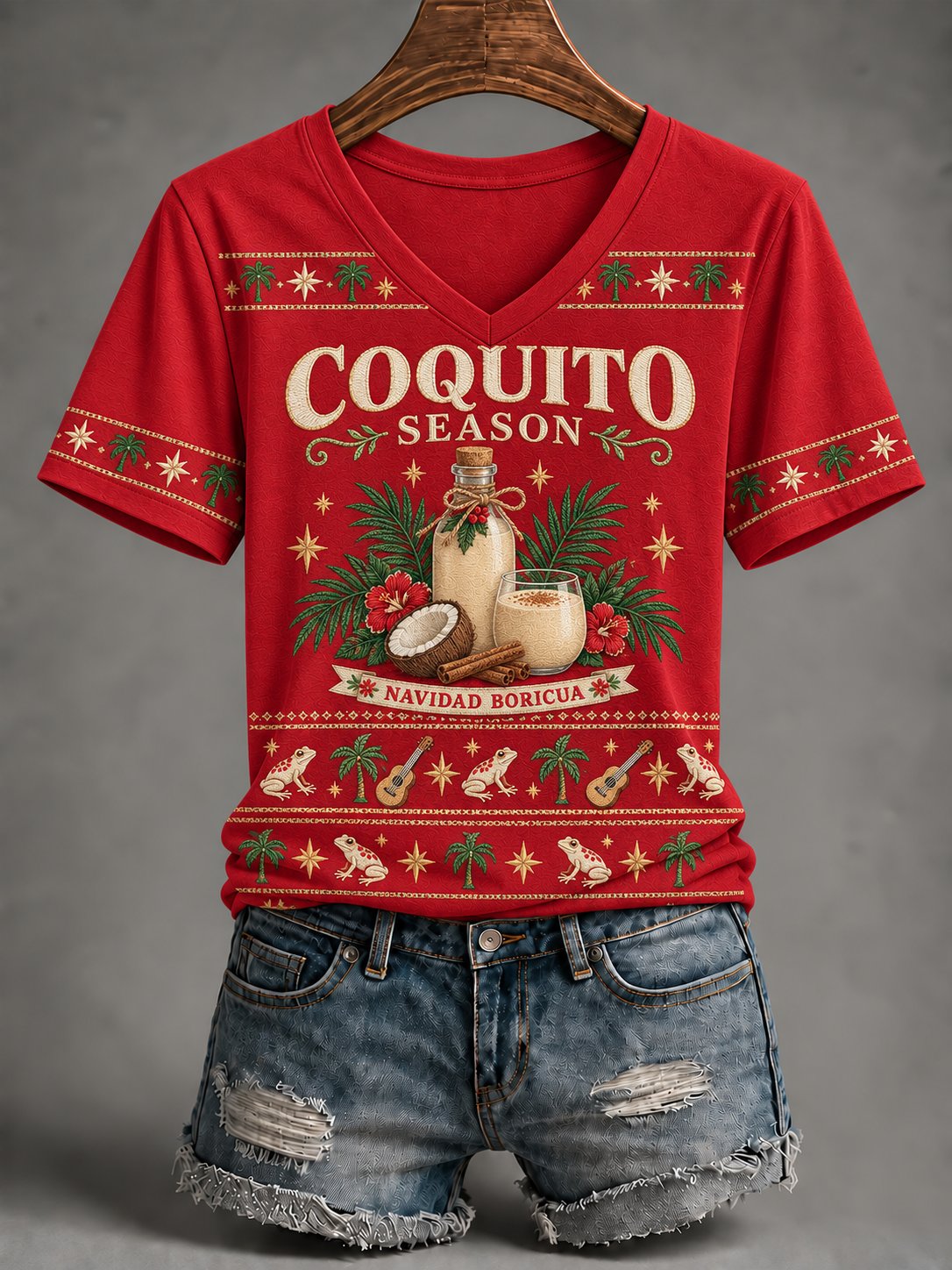 Women'S  Puerto Rico Christmas Print T-Shirt