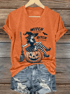 Women's  Witch by Nature Bitch by Choice Halloween Printed T-Shirt