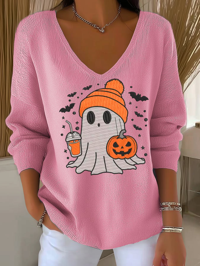 Women's Autumn Ghost Striped Long-Sleeved Top