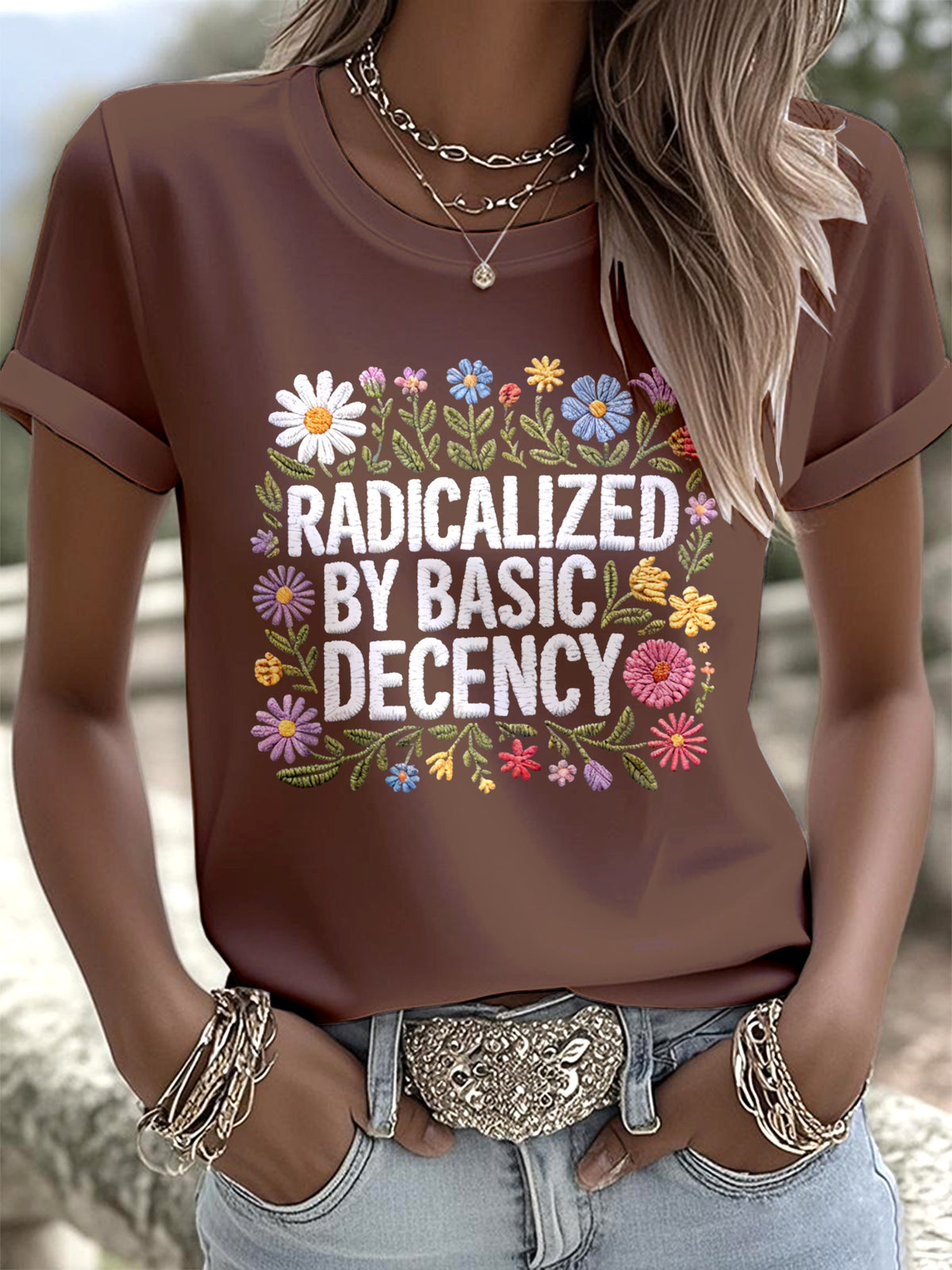 Famous singer Colorful Casual Printed Crew Neck T-shirts