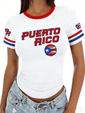 Women's Retro Baseball  Print T-Shirt