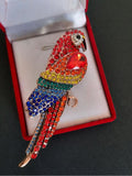 Rhinestone Crystals Parrot Brooch Tropical Bird