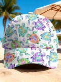 Retro Ocean Beach Colorful Sea Turtle Print Baseball Cap