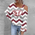 Women's Loose Casual Off-Shoulder Printed Long-Sleeve Top