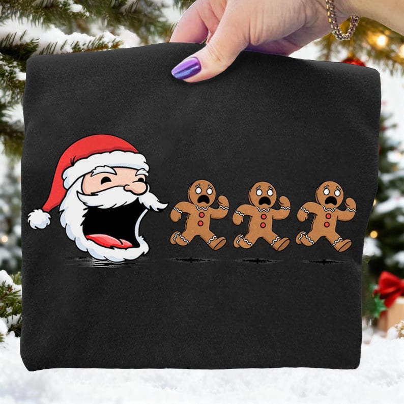 Funny Santas Cookie Christmas Art Print Sweatshirt