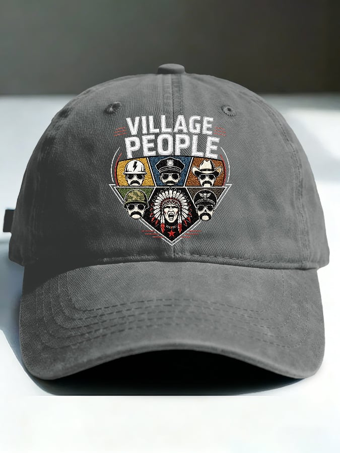 Retro Village Print Baseball Cap