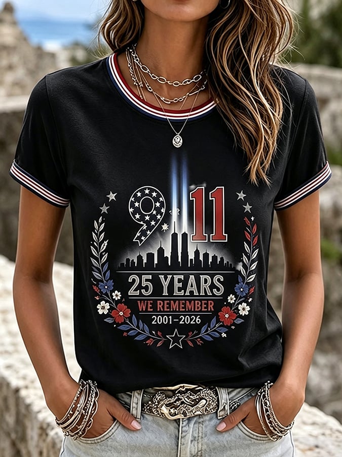 Women's 9.11 Never Forget Printed Casual Tops