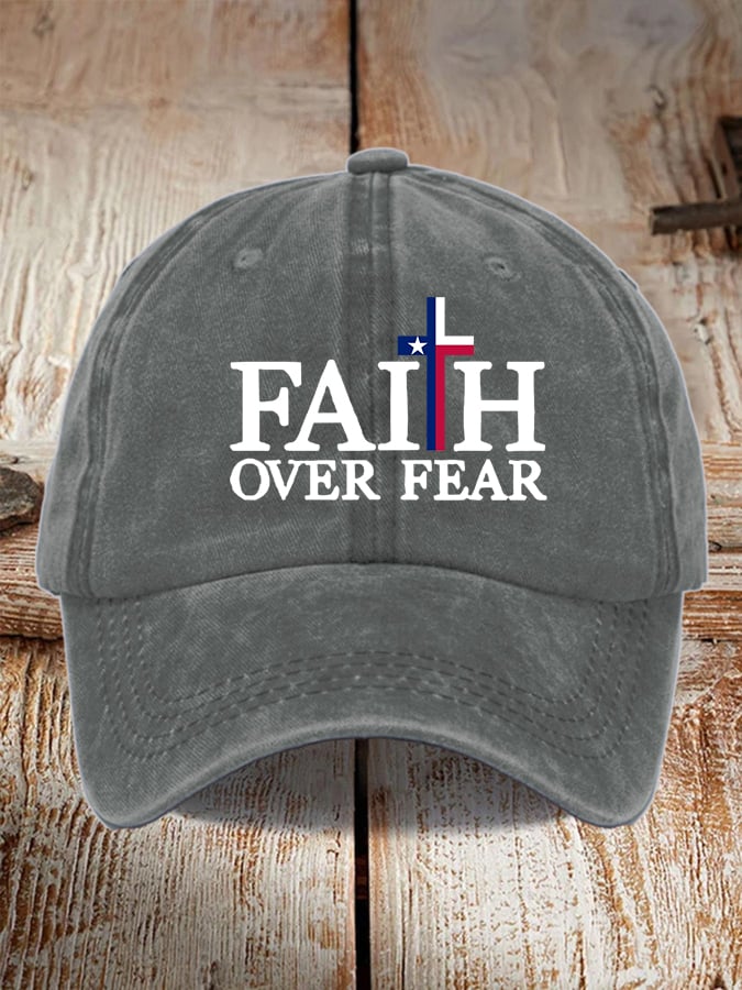 Texas Flood Faith Over Fear Cross Printed Hat for Men and Women