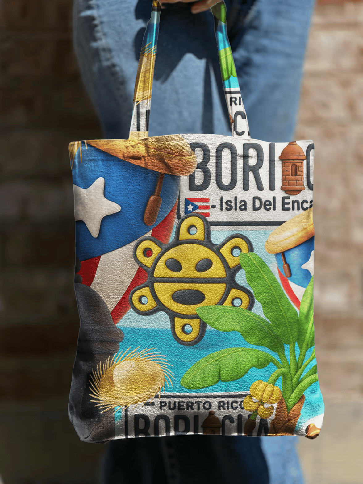 Puerto Rico Colorful Casual Shoulder Zipper Canvas Bag