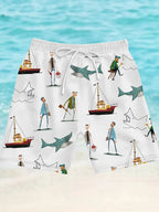 Men's Shark Art Casual Print Shorts