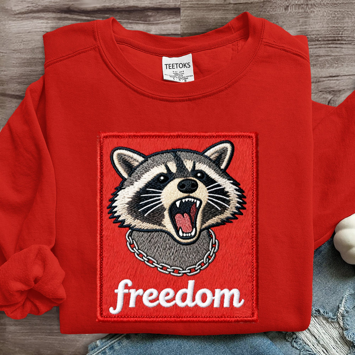 Freedom Raccoon Funny Art Print Sweatshirt