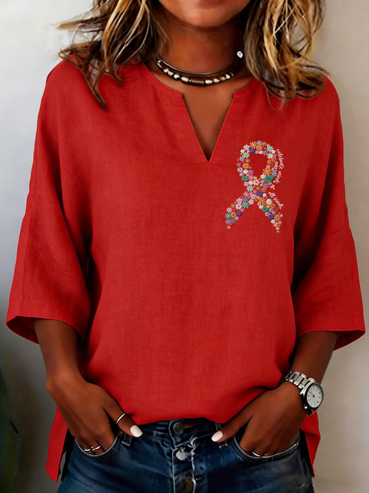 Women's Celebrate Minds of All Kinds Printed Casual Shirt
