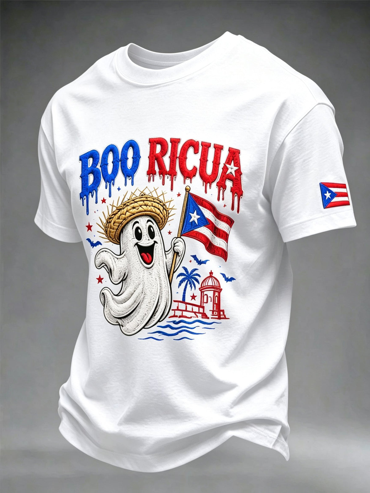 Men's Puerto Rico Halloween Print Short-Sleeve T-Shirt