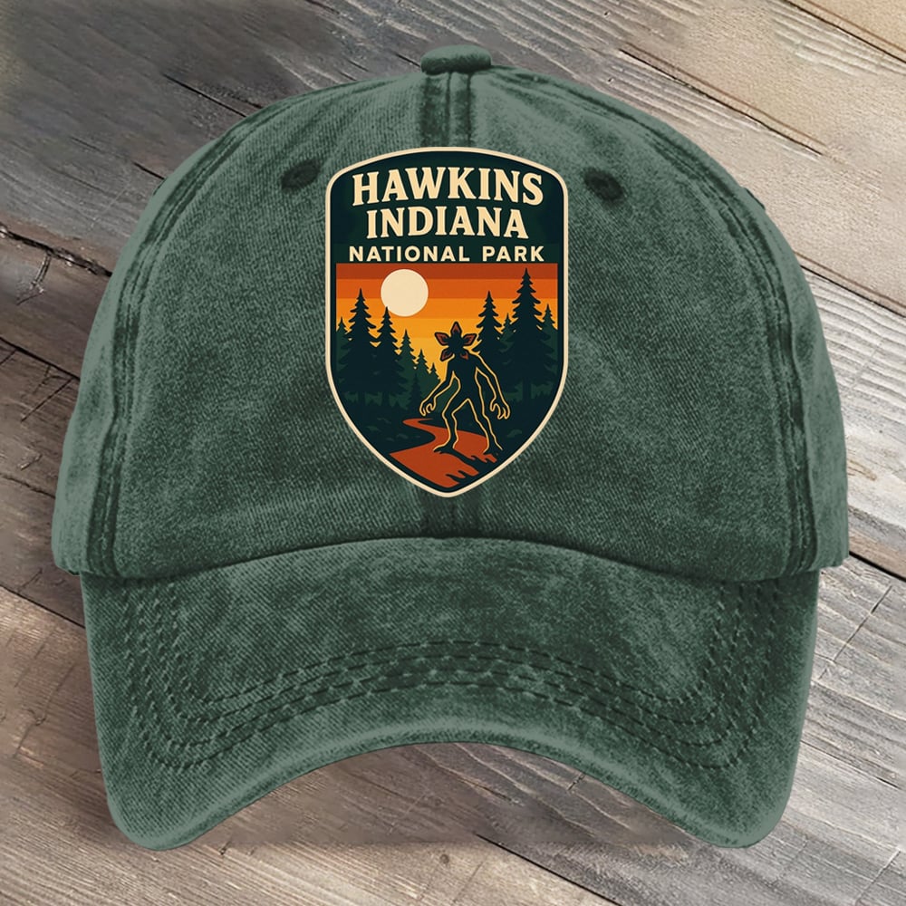 Hawkins Indiana National Park Upside Down Art Printed Cap