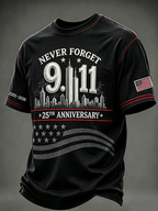 Men's "Never Forget 9/11" Design Comfortable Crew Neck Retro T-Shirt