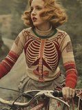 Women's Vintage Halloween Anatomy Art Chunky Knit Sweater