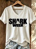 Women's Casual Short-Sleeve T-Shirt with Great White Shark Print