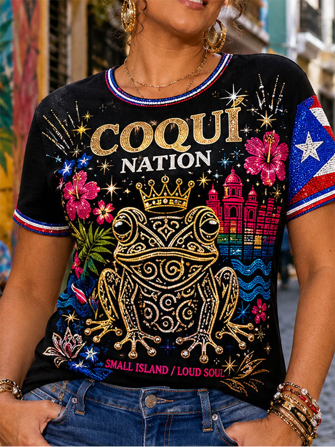 Women's Puerto Rico Pride Art Printed T-shirt