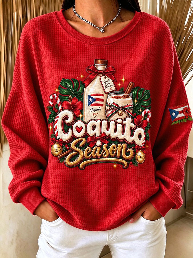Women's Puerto Rico Christmas Print Casual Top