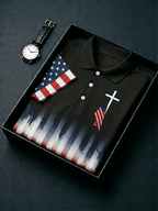 Men's Casual Flag Independence Day Print Polo
