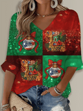 Puerto Rico Li Navidad Christmas Printed Long Sleeve Top
