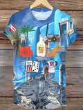 Puerto Rico Clipart Printed Crew Neck T-shirt