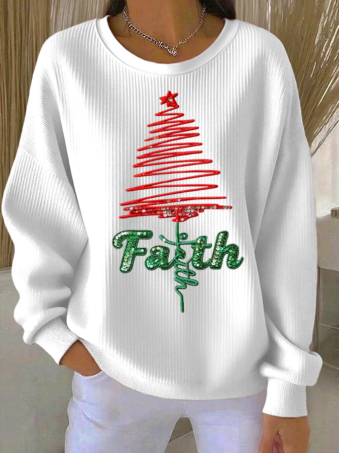 Women's Casual Faith Christmas Sweatshirt