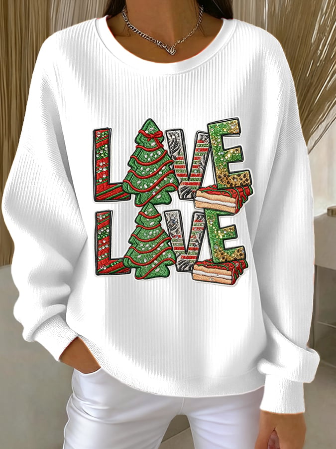 Women's Christmas Tree Print Sweatshirt