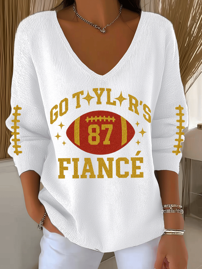 Women's Hot Spot Print Knit Long Sleeve Top