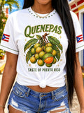 Women's Puerto Rican Print Yua'l Neck Top