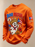 Men's Boricua Halloween Waffle-Knit Long-Sleeve Top