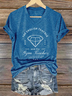 V-Neck Retro My English Teacher And Gym Teacher Are Getting Married It’s A Love Story, She Said Yes Print T-Shirt