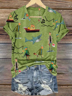 Women's Shark Art Printed T-shirt