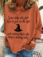 Women's Halloween Witch Printed Crew Neck Sweatshirt