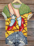 Ruby Slippers Print Casual V-Neck T-Shirt