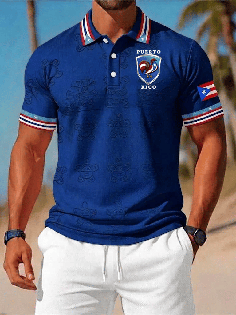 Men's Puerto Rico Print Casual Polo