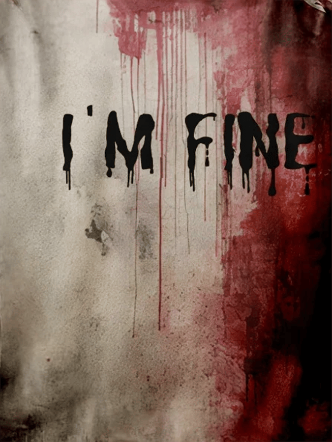 Women's I'm Fine Bloody Halloween Print Long Sleeve T-Shirt