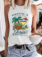 Women's Chillin' With Jesus Printed Crew Neck Vest